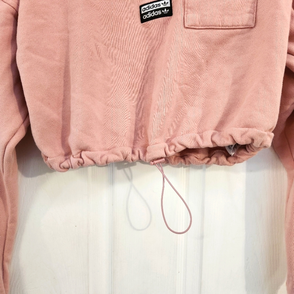 Adidas Women's Pink Cropped Pullover - Picture 3 of 8